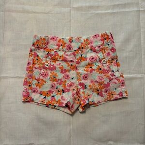 Janie and Jack Floral Cotton Shorts Girls Size 3 Pink Orange Spring Boutique